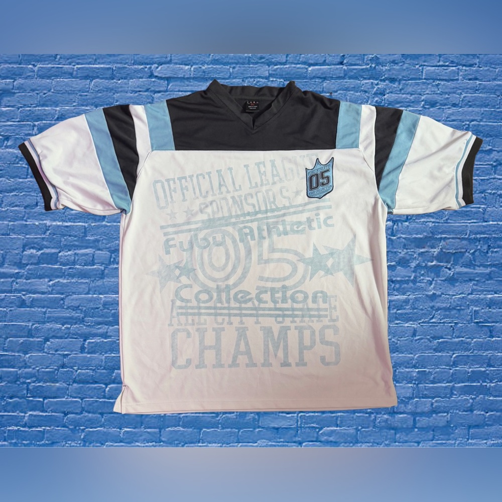VTG Y2K FUBU Sport Jersey XXL Oversized Streetwear Blue White Hip Hop 2000s OG